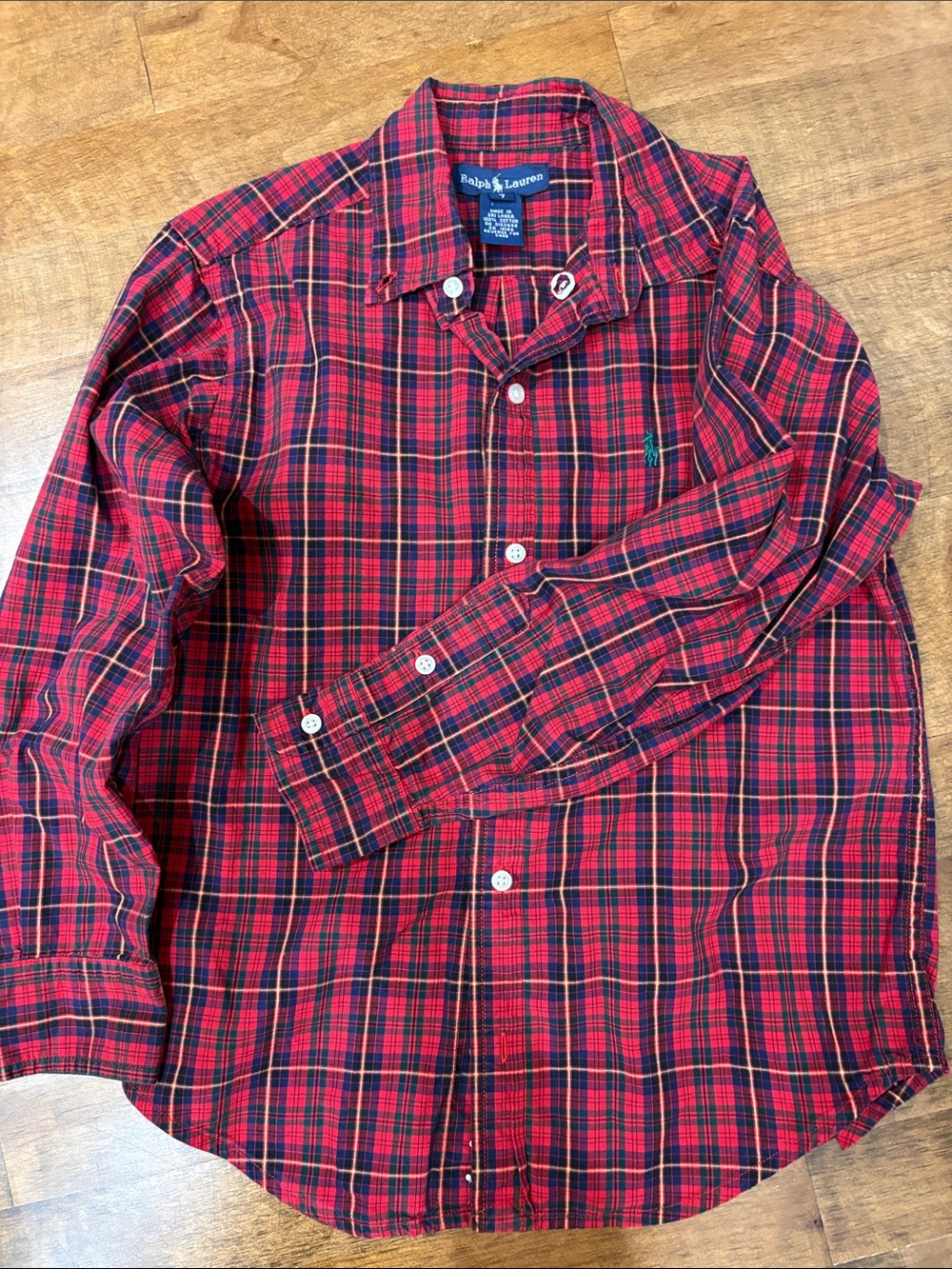 Ralph Lauren Red and Navy Plaid Button-Down Shirt